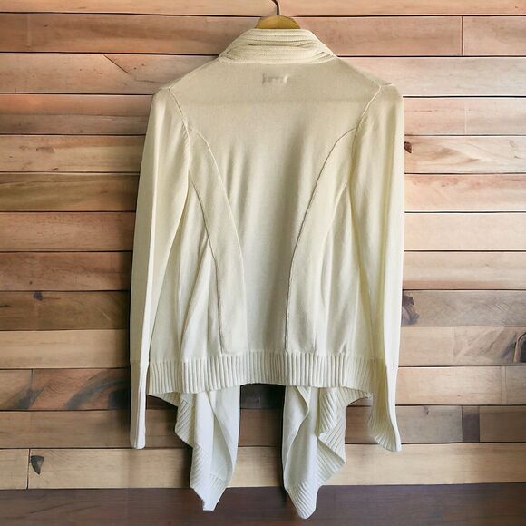 Cache Open Front Cardigan Sweater Cotton Modal Cashmere Women's XS Ivory Cream - Picture 2 of 10